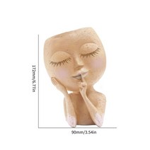여자 얼굴 머리 입상 꽃 냄비 수지 즙이 많은 심기 냄비 원예 꽃 성장 화분 화분 장식 장식품, 02
