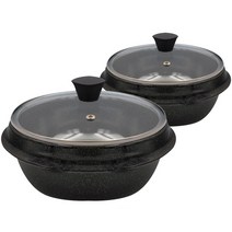 BNS IH 세라믹 요술 가마솥 2세트(대형23cm+중형17cm+유리뚜껑2개)