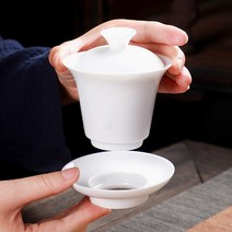 도자기 백자 개완 뚜껑 찻잔 받침 다구 다기 세트 받침대 찻 차 티 잔 컵 차잔 티잔 120ml 손잡이없는 순백, 상세페이지 참조