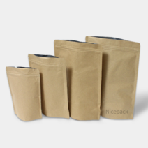 나이스팩 크라프트 종이 지퍼 스탠드 봉투 커피봉투 13cm x 20cm(밑면3.5cm), 100장, 1매입