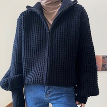 투웨이 지퍼 폴라 니트 집업 가디건 W076