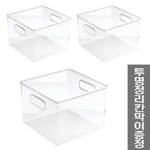 체인컴퍼니 ort 정리함 투명 책바구니 장난감 리빙박스 중형, 투명정리함 중형 3개