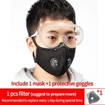 CoolChange 사이클링 페이스 마스크 필터 Anit-fog Anit-pollution 통기성 PM2.5 Activ 탄소 호흡기 스포츠 자전거 먼지 마스크, 1mask and 1goggles_27