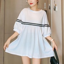 메이킹유 5부티셔츠 라운드넥 스트라이프 루즈핏 4880로티드롱티