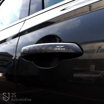 JS automotive 제네시스GV70 도어캐치 문손잡이 커버 랩핑 몰딩 필름 기스방지 데칼스티커 포인트 악세사리 장식, 블랙로고