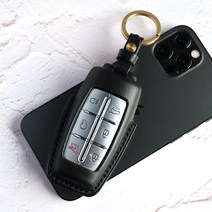 반다레더 현대 제네시스 GV70 GV80 G70 G80 가죽 스마트키 케이스 자동차 키홀더 차키커버, 네이비, 네이비