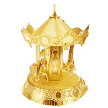 62%할인 랜드마크로 떠나는 미니어처 세계여행 3D퍼즐 21종 1+1 입체퍼즐 건축모형 메탈조립키트 금속조립, 회전목마 골드, 배송메시지에입력