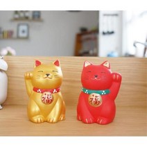 거실장식품 도자기 일본복고양이 2p 선반인형 조각상