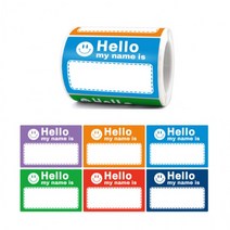 S1024 6색믹스 스마일 헬로우 네임 카드 스티커 250pcs, 상세페이지 참조, 상세페이지 참조