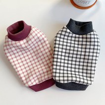 포그한 안감 기모 xs강아지옷2xl 체크 기모 데일리 겨울옷 실내복, 와인