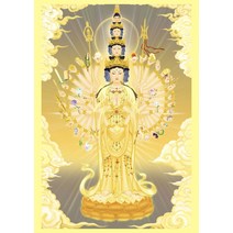 관세음 보살 족자 그림 천수천안 관음보살 불상화 수정거상 권축괘화 인화지 소봉 불당화, A4인화지코팅30.7X22cm