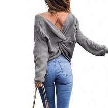 스키니어 [fnh034] 꼬임 크롭 V넥 니트