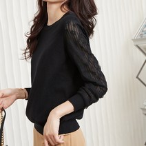가을 겨울 레이스 긴팔 패치 라운드 이너 풀오버 이너 니트 상의 여