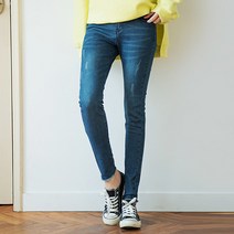 레몬소울 여성용 잇걸 밴딩 피치기모 스키니 데님팬츠