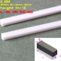 랙기어 0.5M 모듈러스 폭 10mm 15mm POM 나일론 랙 기어 변속기 길이 95 195 300 400mm 1 개, [01] width 10mm, [04] length 400mm