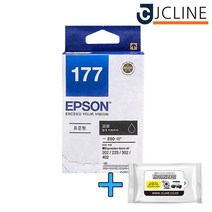 엡손 정품잉크 T177170 검정 + 항균물티슈 XP202 225 302 402, 1개, 정품_T177 검정+ 항균물티슈