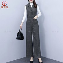 셀럽당 여성 멜빵 팬츠 가을 겨울 패션 모직 와이드 점프슈트