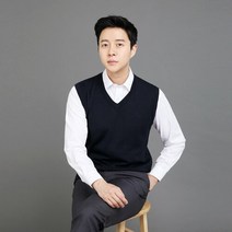 파파브로 남성 니트 터틀넥 캐시미어 핸드메이드 베스트 니트 조끼 DO-VEW-V-네이비