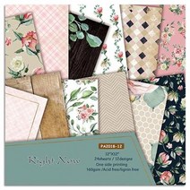 스크랩북 종이 팩 30.5x30.5cm(12x12인치) 빈티지 꽃 패턴 프린트 종이 접기 종이 지금 테마 클래식 올드 룩 배경 공예 종이 스크랩북 DIY 카드 제작 장식용, Right now