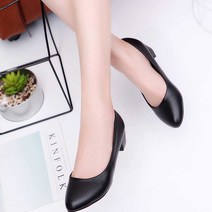 여성 검정색 기본 구두 회사원 정장 키튼힐 낮은굽