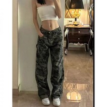 로우라이즈 팬츠 로라이즈 바지 y2k 부츠컷 밀리터리 그린 와이드 일자 로웨이스트 카모플라주 프린트 청바지 여