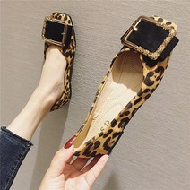 GSD 호피무늬 버클 플랫 단화+미니파우치