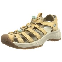 KEEN 여성용 Astoria West 가죽 클로즈드 토 샌들 도자기/블루 글라스 6.5