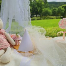 (완제품 12시주문시 당일출고)진주 가득 파티햇 생일 파티 용품 베일 면사포 브라이덜샤워 할로윈 꼬깔모자, 아이보리 고무줄없음