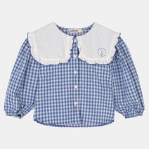 밀리밤 SH04 빅애리 체크 튤립 블라우스 MLBL2211Z