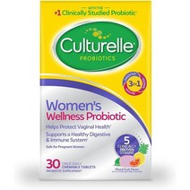 Culturelle Womens Wellness 여성용 데일리 츄어블 프로바이오틱스 소화기 면역 30개입, 기본