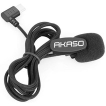 AKASO Brave 6 Plus 액션 카메라 전용 외장마이크, 01 블랙 컬러
