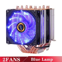 수냉쿨러 컴퓨터쿨러 cpu쿨러 Wovibo-CPU 라디에이터 6 히트 파이프 냉각 팬 PWM 4 핀 쿨러 인텔 LGA 1155, 08 2FANS Blue Lamp_01 4PIN