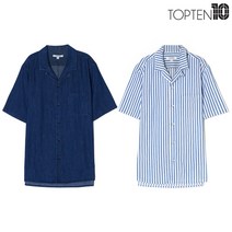 탑텐 남성 소프트코튼 데님 반팔 셔츠