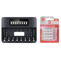 8구 LCD AA AAA 급속충전기 + 헤럴드나인 AA AAA 충전지 세트, 8구 LCD 충전기+헤럴드 AAA충전지4알(작은거)