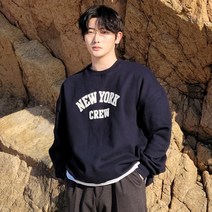 제스토 뉴옥 기모 면 커플 맨투맨 오버핏 루즈핏 봄 가을 겨울 시밀러룩 데일리 루운드넥
