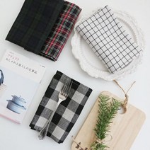 일본 포그린넨 굵은체크 키친크로스 주방타올(4type), 굵은블랙체크