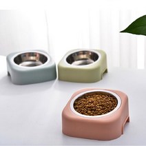 강아지 목디스크 고양이 먹기편한 식기 밥그릇, 파스텔핑크