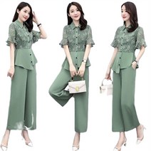 TANC 여름 정장세트 반팔 셔츠 블라우스 바지 빅사이즈