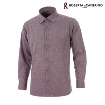 로베르타디까메리노 남성용 모달 스판 솔리드 일반핏 레드 긴소매 셔츠 RM3-401-8