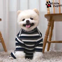 리틀퍼피 강아지스트라이프 점프수트 강아지옷 애견의류, 화이트스트라이프