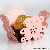 곰 모양 DIY 종이 웨딩 선물 세례식 베이비 샤워 파티 호의 상자 당의정 사탕 상자 턱받이 태그 및 리본 612 개, 28.60pink bear wrapper  12pcs