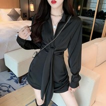 패션 스냅 슬림핏 새틴 원피스 여풍 스커트