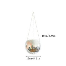 디스코 볼 실내 화분 보헤미안 스타일 꽃 로프 거울 행잉 바구니 정원 장식 꽃병, sliver 15