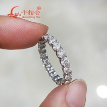 모이사나이트 반지 0.1캐럿 3mm 라운드 화이트 moissanite 영원 밴드 사용자 정의 사양 925 스털링 실버 주얼리 약혼