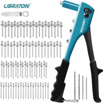 팝너트건 리벳건 Libraton-리벳 건 키트 금속 리벳 80 개 드릴 비트 4 헤비 듀티 핸드 터 팝 공구 자동차 용, Blind Rivet Gun Kits, Length 25.5cm, 러시아