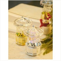 디작소 데코 집꾸미기 소품 LED 투명 회전목마 오르골, 선택완료