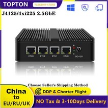 4 LAN 2.5G 팬리스 pfSense 라우터 셀러론 J4125 미니 PC 인텔 i225 2500M 가상 기계 VPN 방화벽 기기 OPNsense Openwrt, 해외공급사, No System + 미국, 8GB DDR4 256GB SSD