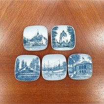 (엔틱/빈티지) 덴마크 로얄코펜하겐 빙앤그뢴달(B&G) 미니 사각 접시 5개 세트 1