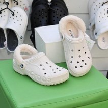 CROCS 크록스 겨울 털신 겨울크록스 털크록스 방한슬리퍼 방한화 겨울신발 슬리퍼 운동화, M7=39/40, 아이보리/아이보리