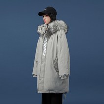 커플롱패딩 연예인롱패딩 오버사이즈 후드 루즈핏 털카라